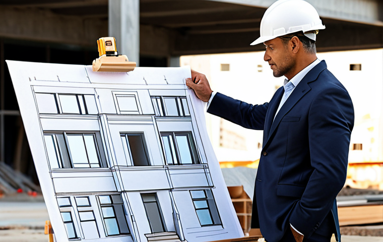A professional architect, fully clothed in a stylish business casual outfit, reviewing blueprints at a sunlit construction site.  Background includes modern buildings and construction equipment.  Perfect anatomy, correct proportions, natural pose, well-formed hands, proper finger count, natural body proportions, professional, safe for work, appropriate content, fully clothed, family-friendly.