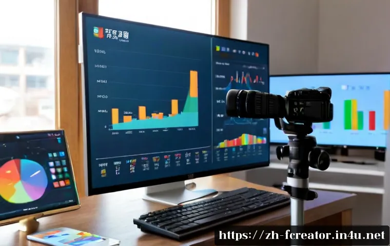 미래 크리에이터의 경제적 가치 - Photorealistic modern creator economy scene, confident young digital creator in a bright home studio...